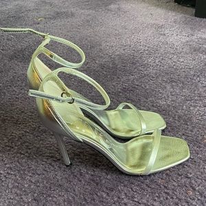 Silver sandal heels